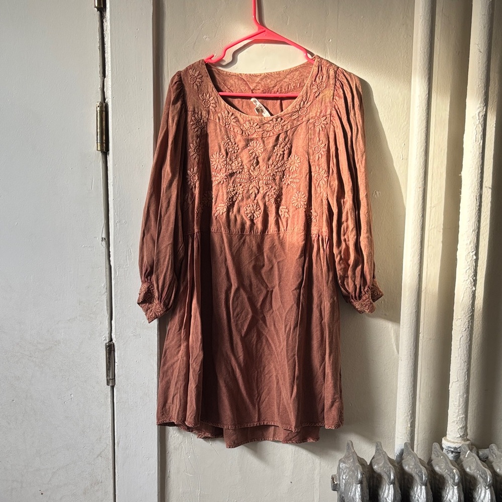 Solitaire Terracotta Embroidered Dress